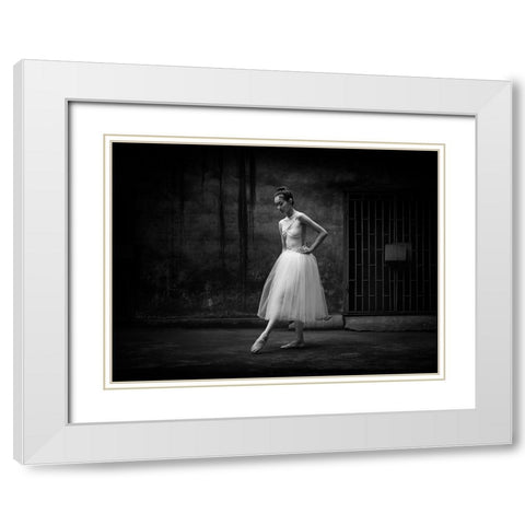 The Girl White Modern Wood Framed Art Print with Double Matting by Z, Bingo