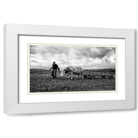 Bent Spine White Modern Wood Framed Art Print with Double Matting by Toldi, Zoran