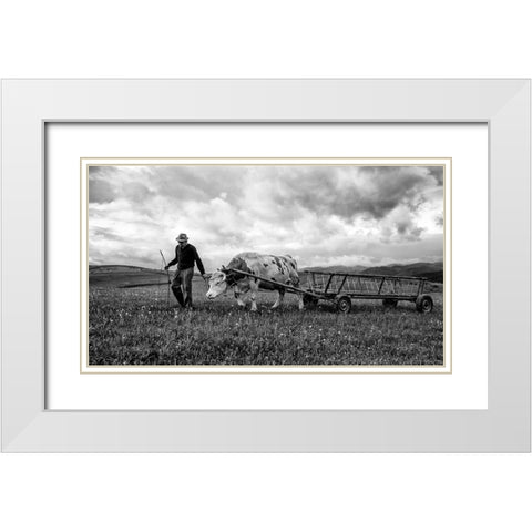 Bent Spine White Modern Wood Framed Art Print with Double Matting by Toldi, Zoran