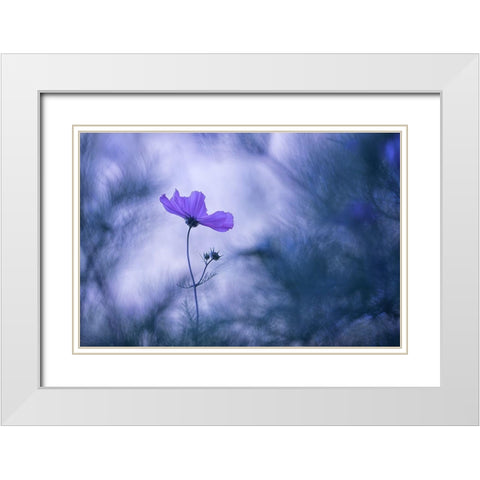 Blue Dream White Modern Wood Framed Art Print with Double Matting by Hullot Scalvenzi, Benjamine