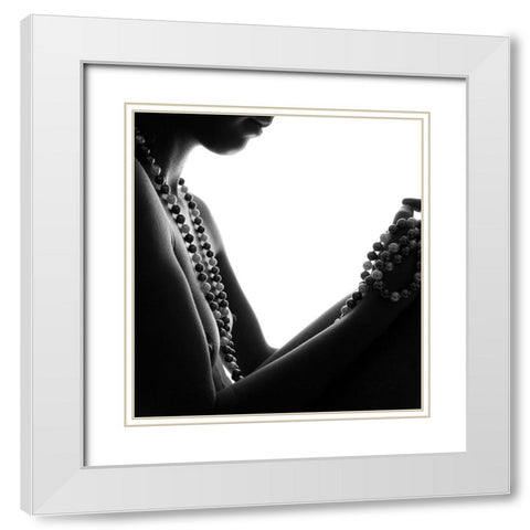 Necklace White Modern Wood Framed Art Print with Double Matting by bicibici