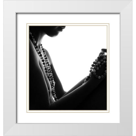 Necklace White Modern Wood Framed Art Print with Double Matting by bicibici
