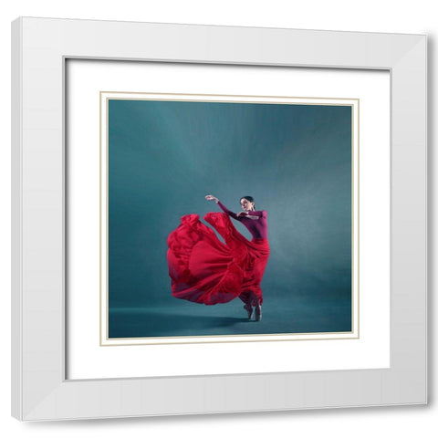 The Girl A Dance White Modern Wood Framed Art Print with Double Matting by Hasheminasab, Moein