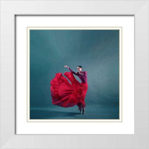 The Girl A Dance White Modern Wood Framed Art Print with Double Matting by Hasheminasab, Moein