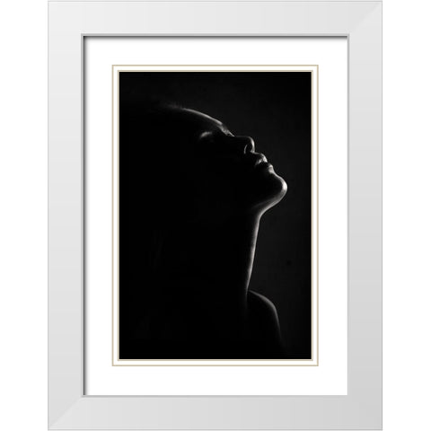 Chin Up White Modern Wood Framed Art Print with Double Matting by Sungkono, Heru