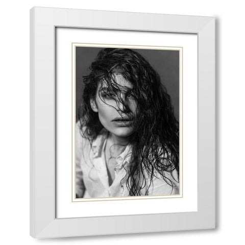 Fatima White Modern Wood Framed Art Print with Double Matting by Niksefat Zendehdel, Akram