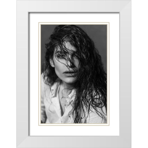 Fatima White Modern Wood Framed Art Print with Double Matting by Niksefat Zendehdel, Akram