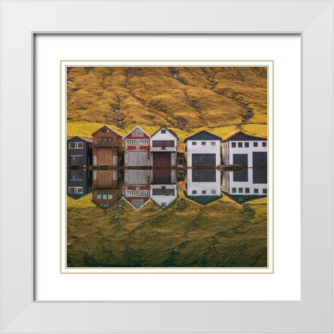 Fishing Huts White Modern Wood Framed Art Print with Double Matting by Santos, Carlos Grury
