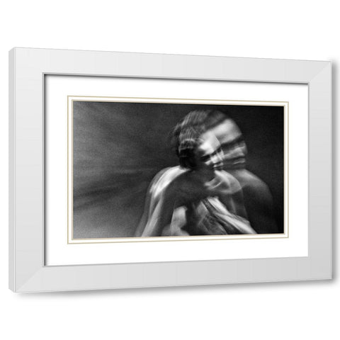 Untitled White Modern Wood Framed Art Print with Double Matting by Bousca, Bogdan