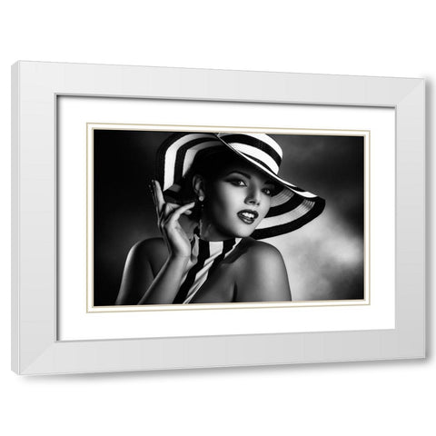 Blackandwhite White Modern Wood Framed Art Print with Double Matting by Tambe, Peppe