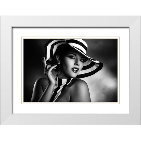 Blackandwhite White Modern Wood Framed Art Print with Double Matting by Tambe, Peppe