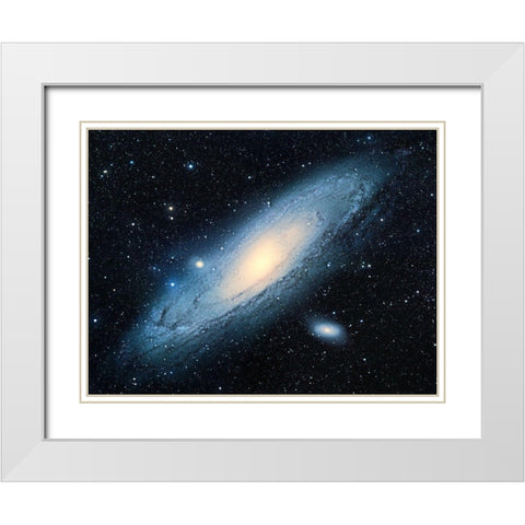 Andromeda Galaxy White Modern Wood Framed Art Print with Double Matting by Chen, Bo