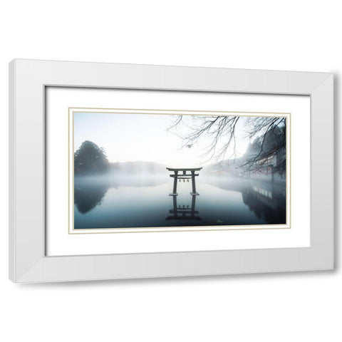 Japan White Modern Wood Framed Art Print with Double Matting by Ikeda, Takumi