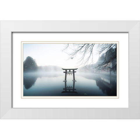 Japan White Modern Wood Framed Art Print with Double Matting by Ikeda, Takumi
