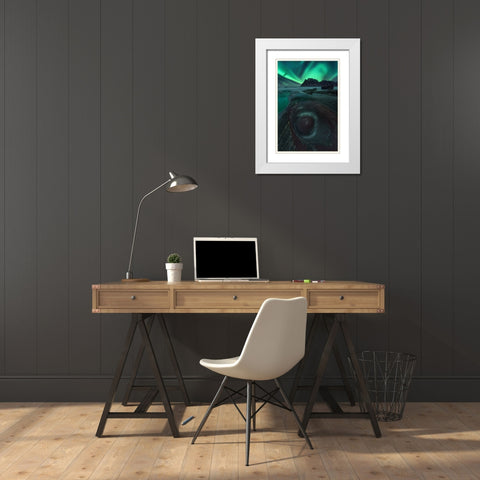 Pozo White Modern Wood Framed Art Print with Double Matting by Gonzalez, Carlos