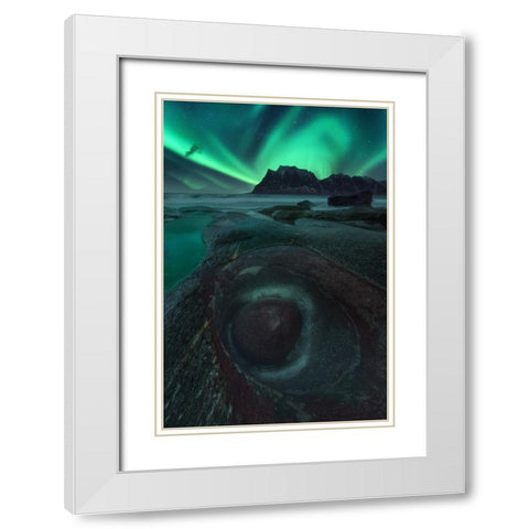 Pozo White Modern Wood Framed Art Print with Double Matting by Gonzalez, Carlos