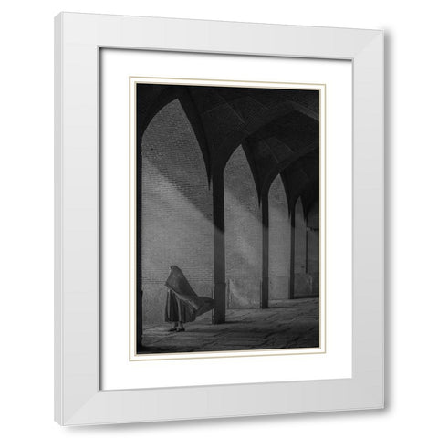 A Visitor White Modern Wood Framed Art Print with Double Matting by Aref, Aria
