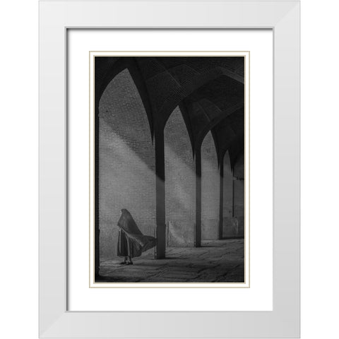 A Visitor White Modern Wood Framed Art Print with Double Matting by Aref, Aria