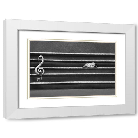 Silence White Modern Wood Framed Art Print with Double Matting by Sadat Ahmadi, Maryam