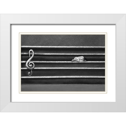 Silence White Modern Wood Framed Art Print with Double Matting by Sadat Ahmadi, Maryam