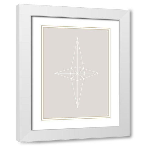 Grid Star Grey White Modern Wood Framed Art Print with Double Matting by 1x Studio II