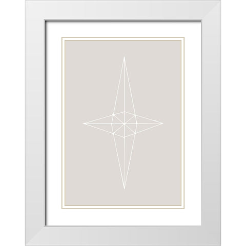 Grid Star Grey White Modern Wood Framed Art Print with Double Matting by 1x Studio II