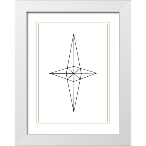 Grid Star White White Modern Wood Framed Art Print with Double Matting by 1x Studio II