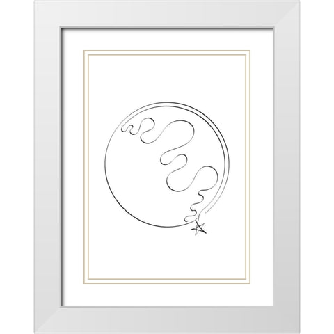 Earth Caligraphy White Modern Wood Framed Art Print with Double Matting by 1x Studio II