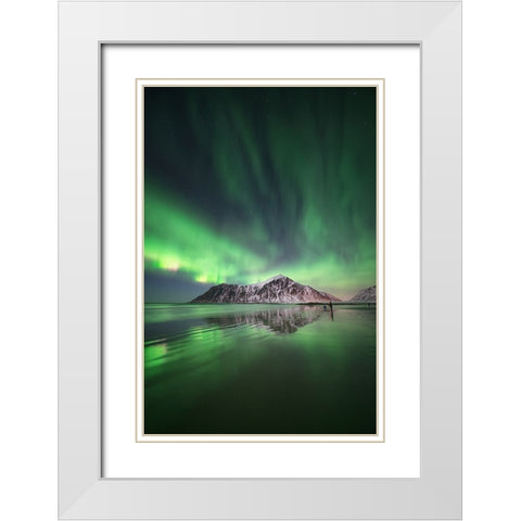 Aurora Mirror 2 White Modern Wood Framed Art Print with Double Matting by Gamito, Clara