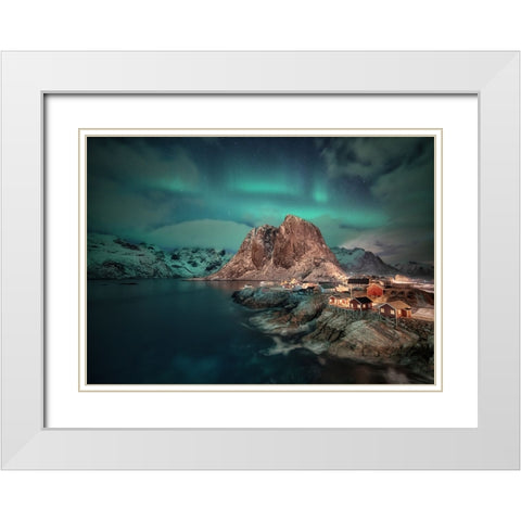 Arctic Green Dream White Modern Wood Framed Art Print with Double Matting by Gamito, Clara