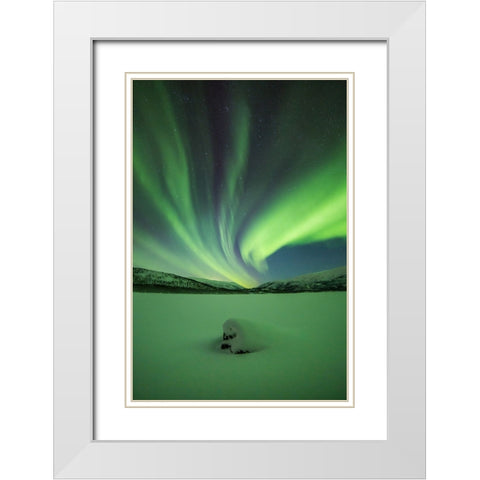Branching Lights White Modern Wood Framed Art Print with Double Matting by Mikelborg, Niklas