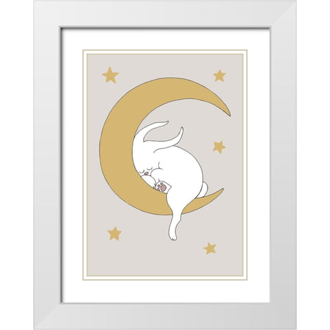 The Rabbit White Modern Wood Framed Art Print with Double Matting by 1x Studio II