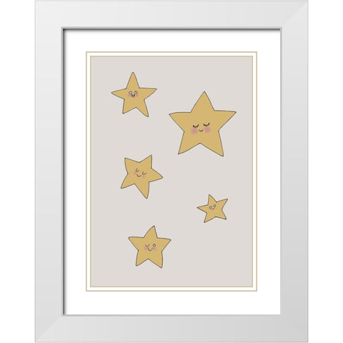 Stars White Modern Wood Framed Art Print with Double Matting by 1x Studio II