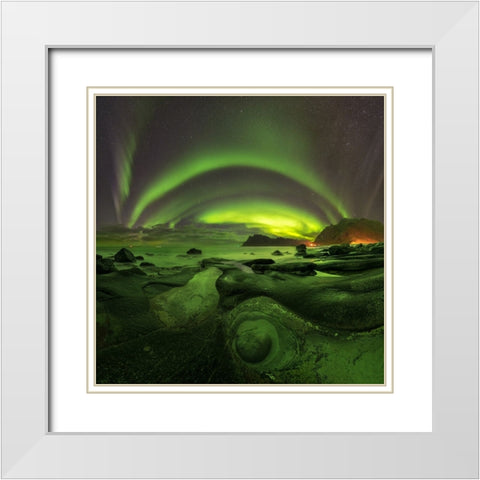 Green Eye White Modern Wood Framed Art Print with Double Matting by Smid Master, Jan