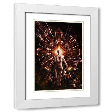Circumference White Modern Wood Framed Art Print with Double Matting by Kiciak, Christophe