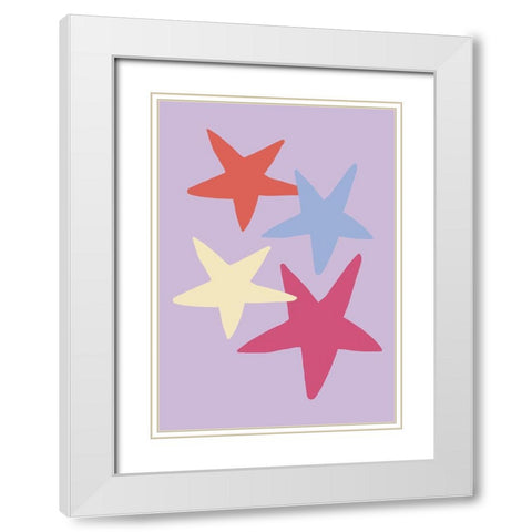 Four Stars 01 White Modern Wood Framed Art Print with Double Matting by 1x Studio