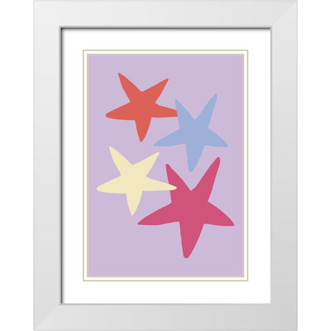 Four Stars 01 White Modern Wood Framed Art Print with Double Matting by 1x Studio