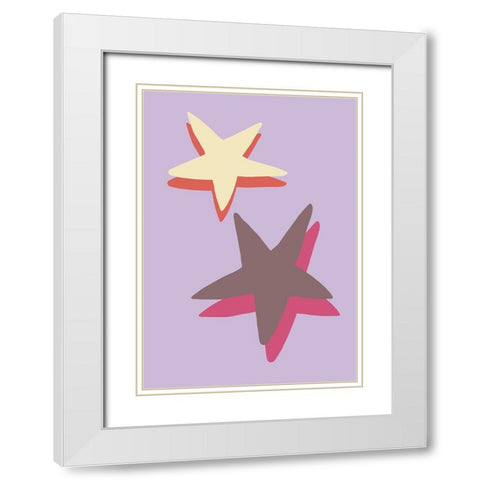 Lilac Star White Modern Wood Framed Art Print with Double Matting by 1x Studio