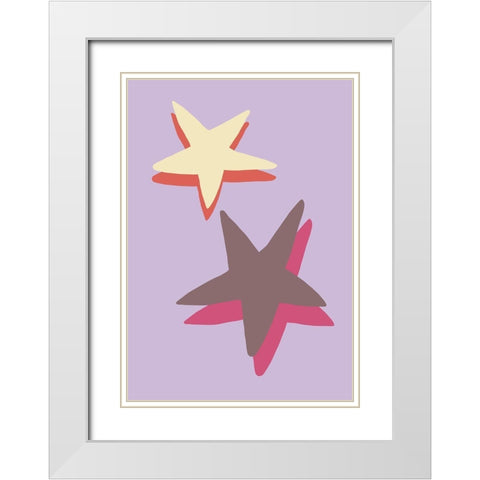 Lilac Star White Modern Wood Framed Art Print with Double Matting by 1x Studio