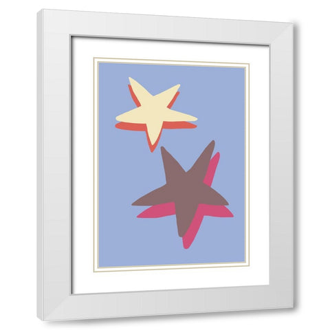 Blue Star White Modern Wood Framed Art Print with Double Matting by 1x Studio