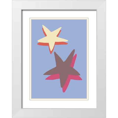 Blue Star White Modern Wood Framed Art Print with Double Matting by 1x Studio