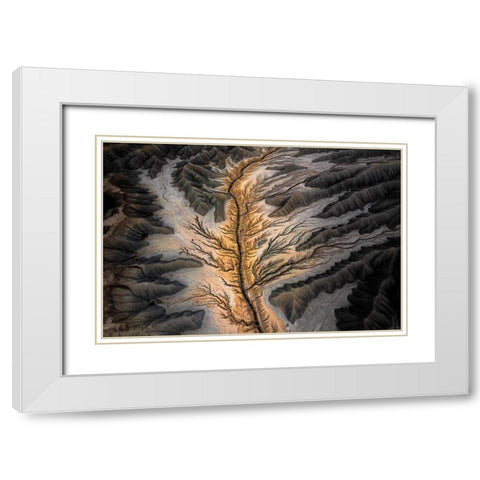 Magic Land -- An Aerial Abstract White Modern Wood Framed Art Print with Double Matting by Bian, James