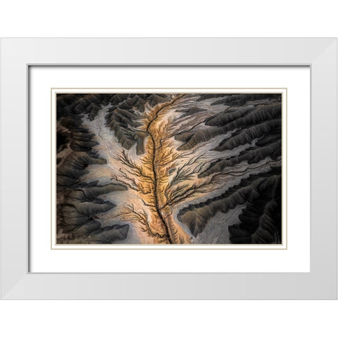 Magic Land -- An Aerial Abstract White Modern Wood Framed Art Print with Double Matting by Bian, James