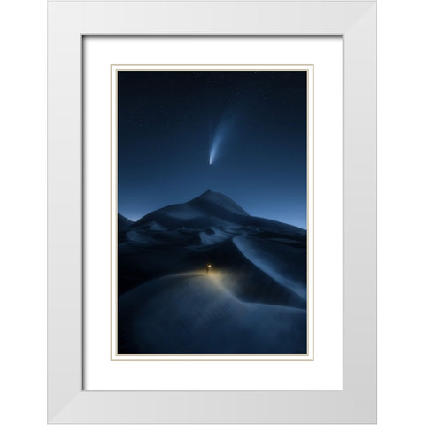 The Night The Comet Came White Modern Wood Framed Art Print with Double Matting by Zao, Yanming