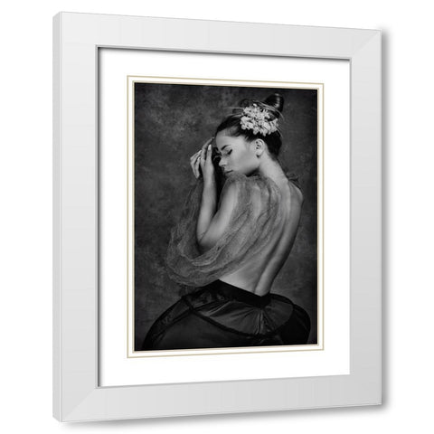 Delicate White Modern Wood Framed Art Print with Double Matting by Gil Raga, Joan