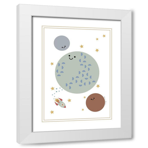 Solar Earth Moon White Modern Wood Framed Art Print with Double Matting by 1x Studio II