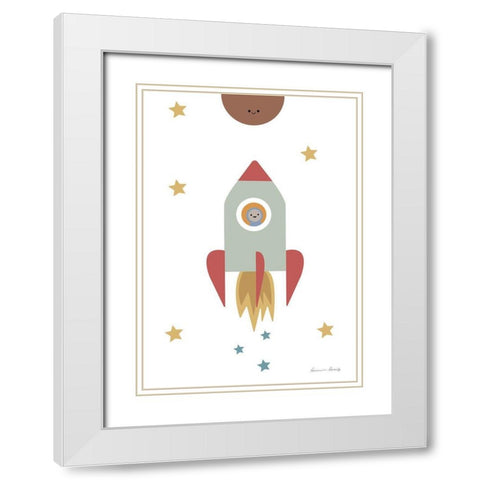 Solar Rocket White Modern Wood Framed Art Print with Double Matting by 1x Studio II