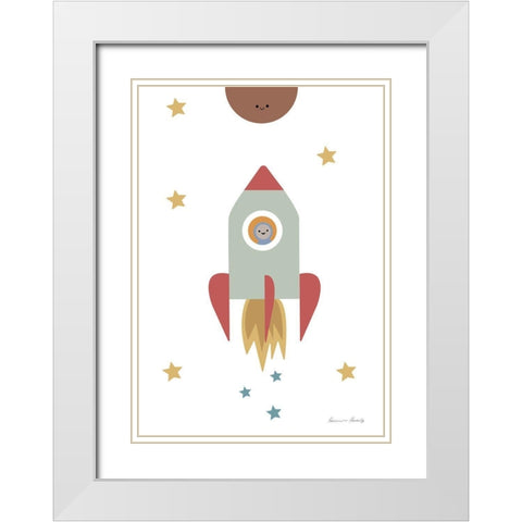 Solar Rocket White Modern Wood Framed Art Print with Double Matting by 1x Studio II