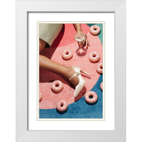 Pink Picnic #02 White Modern Wood Framed Art Print with Double Matting by 1x Studio III