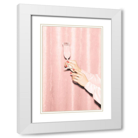 Heres To Pink 03 White Modern Wood Framed Art Print with Double Matting by 1x Studio III